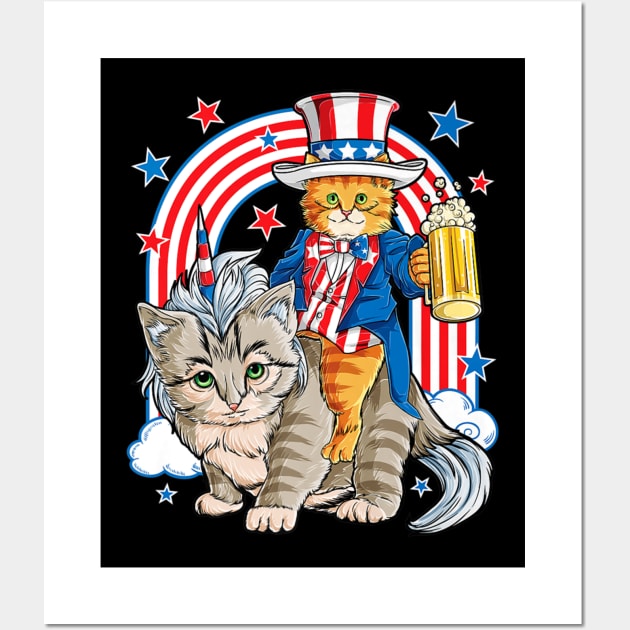 4th Of July Cat Shirt Wall Art by Namio